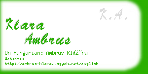 klara ambrus business card